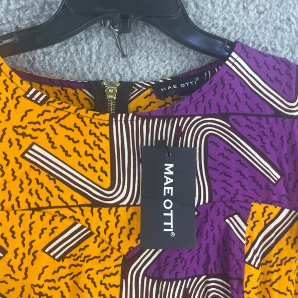 Mae Otti Flowy Flare Womens Dress Colorful 2XL Cotton Art Abstract - Picture 16 of 16